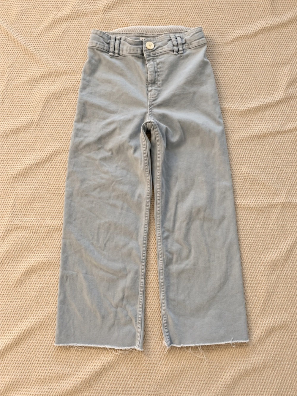 Zara Kids Light Wash Wide Leg Jeans Raw Hem 11–12